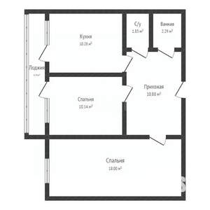 2-к квартира, вторичка, 54м2, 2/16 этаж