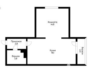 1-к квартира, вторичка, 40м2, 8/8 этаж