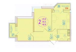 2-к квартира, вторичка, 50м2, 8/9 этаж