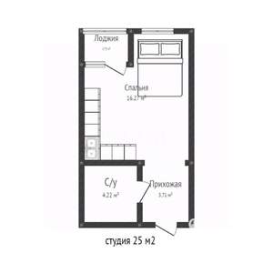 Студия квартира, вторичка, 25м2, 7/22 этаж