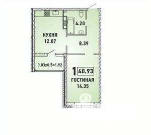 1-к квартира, вторичка, 43м2, 6/18 этаж