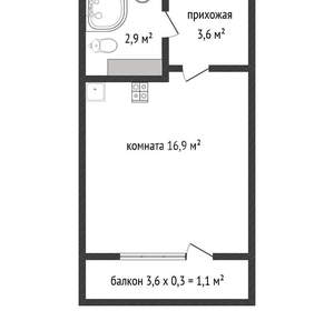 Студия квартира, вторичка, 24м2, 7/16 этаж