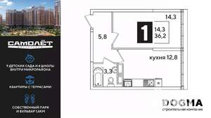 1-к квартира, вторичка, 36м2, 16/16 этаж