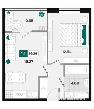 1-к квартира, вторичка, 39м2, 17/18 этаж