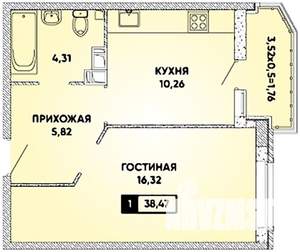 1-к квартира, вторичка, 38м2, 20/21 этаж