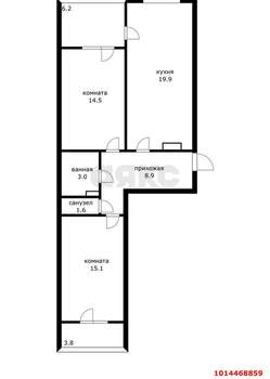 2-к квартира, вторичка, 70м2, 14/24 этаж