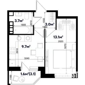 1-к квартира, строящийся дом, 31м2, 6/9 этаж