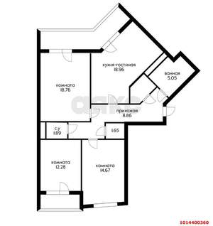 3-к квартира, вторичка, 88м2, 11/24 этаж
