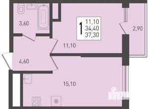 1-к квартира, вторичка, 37м2, 13/24 этаж