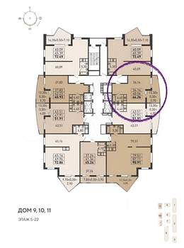 1-к квартира, вторичка, 55м2, 21/24 этаж
