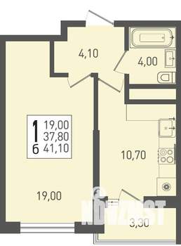 1-к квартира, строящийся дом, 41м2, 16/22 этаж