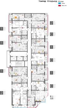 1-к квартира, строящийся дом, 50м2, 22/24 этаж