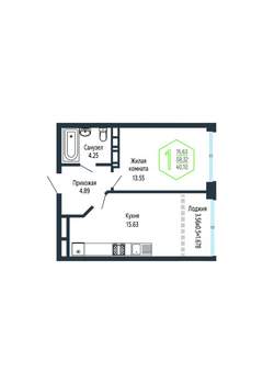 1-к квартира, вторичка, 40м2, 8/24 этаж