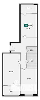 2-к квартира, вторичка, 68м2, 2/18 этаж