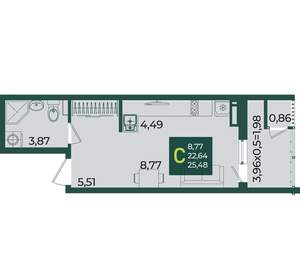 Студия квартира, вторичка, 25м2, 18/18 этаж