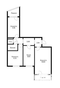 3-к квартира, вторичка, 70м2, 7/9 этаж