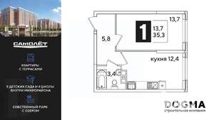 1-к квартира, вторичка, 35м2, 9/16 этаж