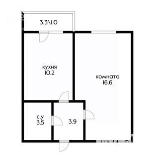 1-к квартира, вторичка, 34м2, 4/5 этаж