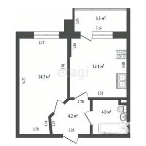 1-к квартира, вторичка, 35м2, 1/9 этаж