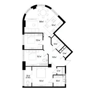 4-к квартира, строящийся дом, 115м2, 4/15 этаж