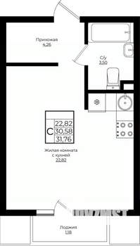Студия квартира, вторичка, 32м2, 3/10 этаж