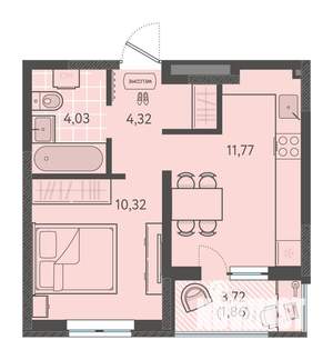 1-к квартира, вторичка, 32м2, 8/9 этаж