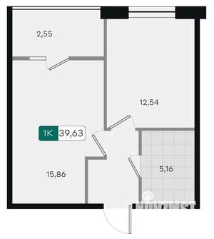 1-к квартира, вторичка, 40м2, 2/18 этаж