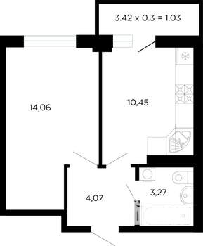 1-к квартира, вторичка, 34м2, 12/14 этаж