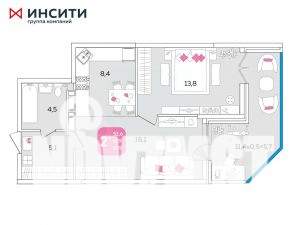 2-к квартира, вторичка, 54м2, 18/24 этаж