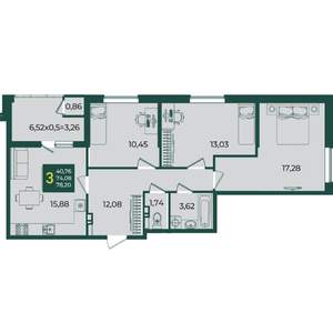 3-к квартира, вторичка, 78м2, 5/18 этаж