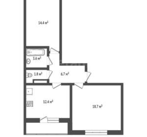 2-к квартира, вторичка, 58м2, 8/17 этаж