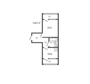 1-к квартира, вторичка, 47м2, 15/16 этаж