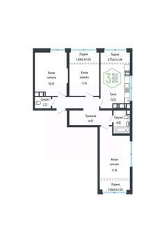 3-к квартира, вторичка, 88м2, 19/24 этаж