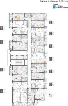 1-к квартира, строящийся дом, 42м2, 7/24 этаж