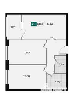 2-к квартира, вторичка, 54м2, 6/18 этаж