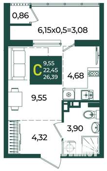 Студия квартира, вторичка, 26м2, 4/18 этаж
