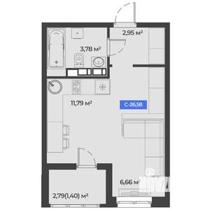 Студия квартира, строящийся дом, 27м2, 5/5 этаж