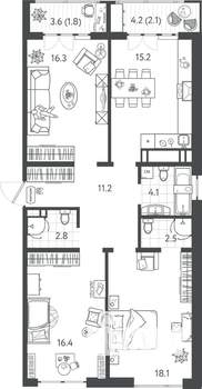 3-к квартира, вторичка, 89м2, 8/24 этаж