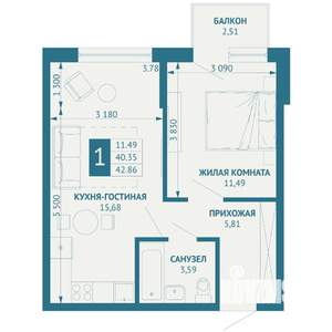 1-к квартира, вторичка, 43м2, 9/18 этаж
