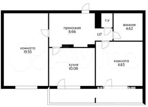 2-к квартира, вторичка, 56м2, 3/14 этаж