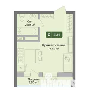 Студия квартира, строящийся дом, 22м2, 5/11 этаж