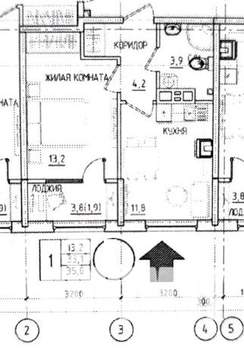 1-к квартира, вторичка, 35м2, 3/9 этаж