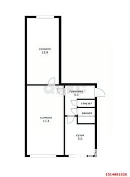 2-к квартира, вторичка, 44м2, 1/5 этаж