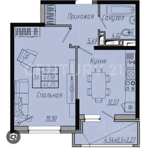 1-к квартира, вторичка, 44м2, 3/20 этаж