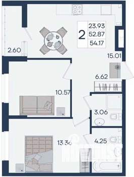 2-к квартира, вторичка, 54м2, 2/18 этаж