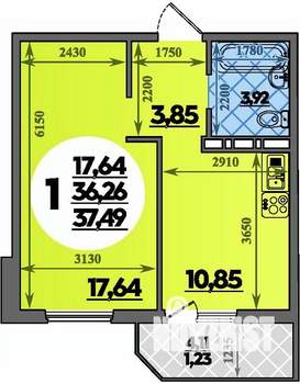 1-к квартира, вторичка, 37м2, 5/8 этаж
