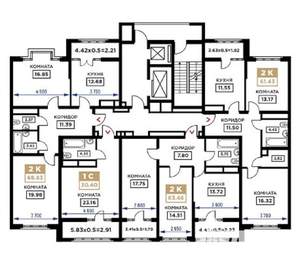 2-к квартира, строящийся дом, 63м2, 4/25 этаж