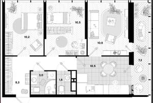 3-к квартира, вторичка, 62м2, 23/24 этаж