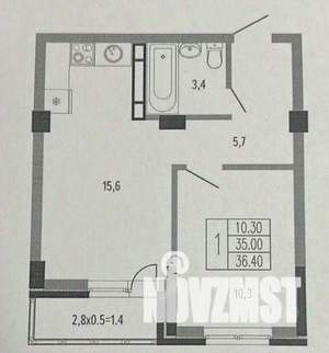 1-к квартира, вторичка, 36м2, 2/15 этаж