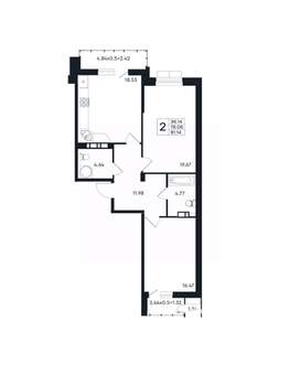 2-к квартира, вторичка, 81м2, 10/12 этаж